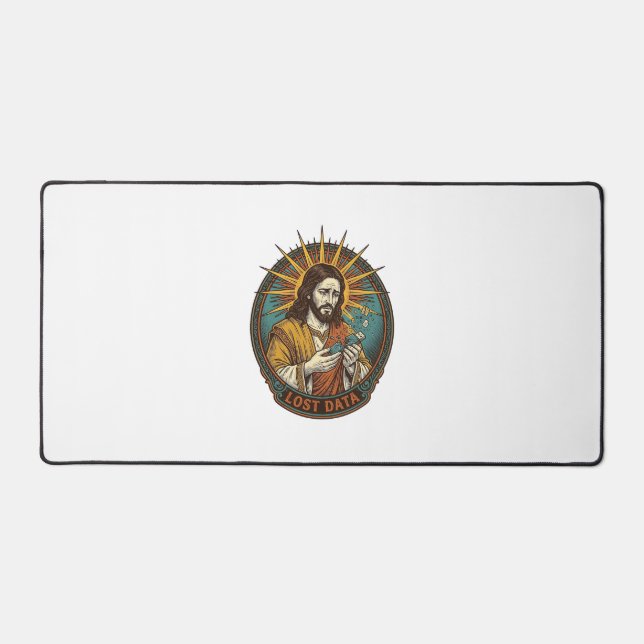 Jesus Crushed USB Flash Drive Lost Data Humor_1 Desk Mat (Front)