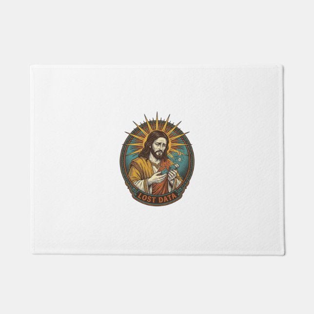 Jesus Crushed USB Flash Drive Lost Data Humor_1 Doormat (Front)
