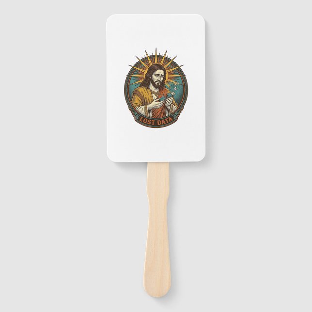 Jesus Crushed USB Flash Drive Lost Data Humor_1 Hand Fan (Front)