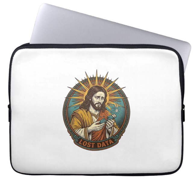 Jesus Crushed USB Flash Drive Lost Data Humor_1 Laptop Sleeve (Front)