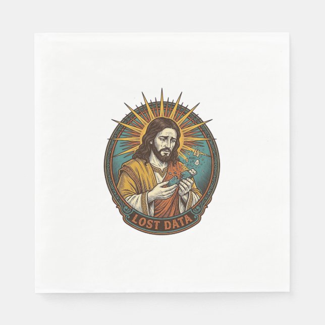 Jesus Crushed USB Flash Drive Lost Data Humor_1 Napkin (Front)