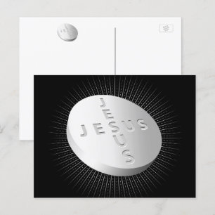 Jesus Cures Heals Pill - Christian Faith Pray God Holiday Postcard
