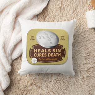 Jesus Cures Pill - Christian Religious Faith God  Throw Pillow