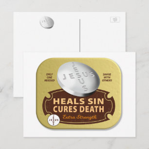 Jesus Cures Pill - Christian Religious Faith Pray Holiday Postcard