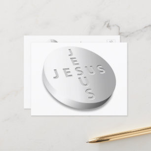 Jesus Cures Pill - Christian Religious Faith Pray Holiday Postcard