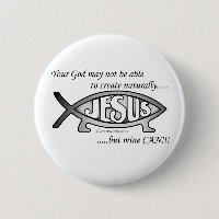 Jesus & Darwin Fish Button/Pin