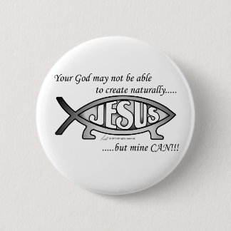 Jesus & Darwin Fish Button/Pin 2 Inch Round Button