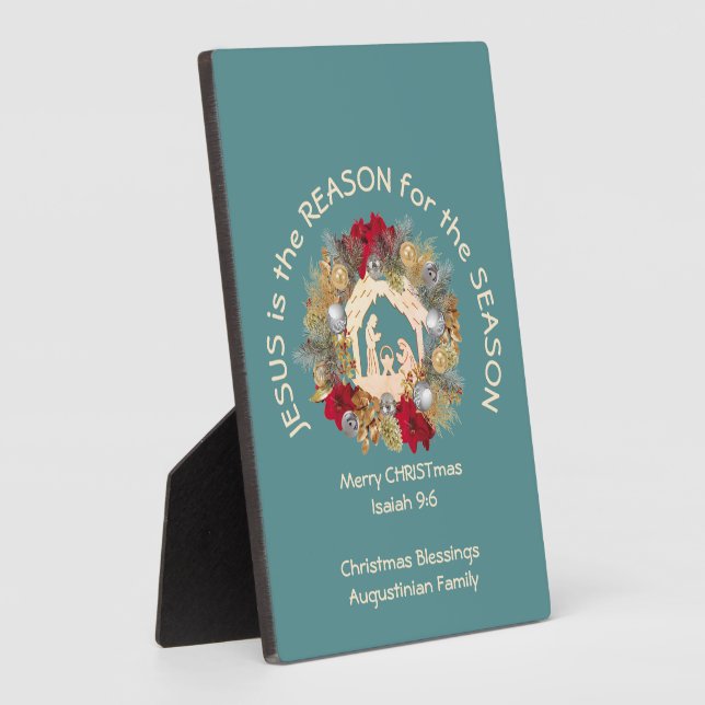 JÉSUS DE Noël turquoise EST LA RAISON Plaque (Côté)