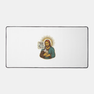 Jesus Dead Phone No Music Heavy Lift Gym Humor_1 Desk Mat
