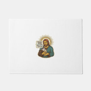 Jesus Dead Phone No Music Heavy Lift Gym Humor_1 Doormat