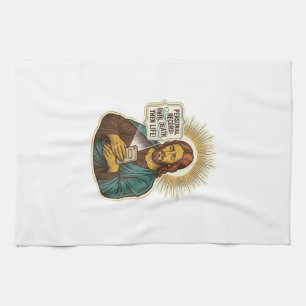 Jesus Dead Phone No Music Heavy Lift Gym Humor_1 Kitchen Towel
