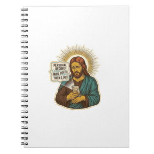 Jesus Dead Phone No Music Heavy Lift Gym Humor_1 Notebook
