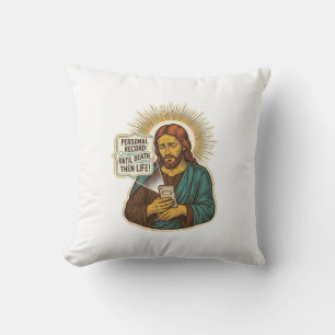 Jesus Dead Phone No Music Heavy Lift Gym Humor_1 Throw Pillow