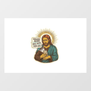 Jesus Dead Phone No Music Heavy Lift Gym Humor_1 Window Cling