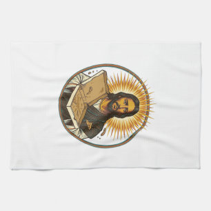 Jesus Deceived By Empty Pizza Box Party Food Humou Kitchen Towel