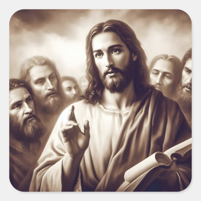 Jesus Depicted As A Teacher Square Sticker (Front)