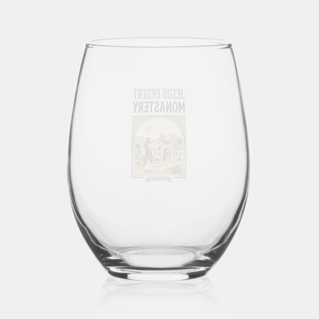 Jesus Desert Monastery Jesus Desert Monastery Chri Stemless Wine Glass (Front)