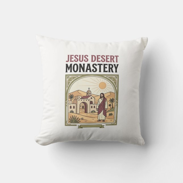 Jesus Desert Monastery Jesus Desert Monastery Chri Throw Pillow (Front)
