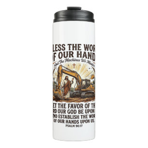 Jesus Diesel Mechanic Heavy Equipment Shirt Faith Thermal Tumbler