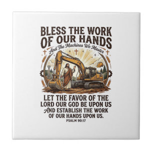 Jesus Diesel Mechanic Heavy Equipment Shirt Faith Tile