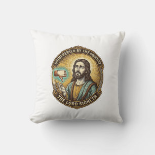 Jesus Dislike Button Social Media Hater Troll Humo Throw Pillow