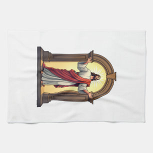 Jesus Doorway Light Vintage Engraving Shirt Kitchen Towel