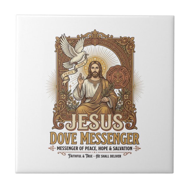Jesus Dove Messenger Jesus Dove Messenger Christia Tile (Front)