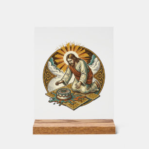 Jesus Dropped Birthday Cake Face Down Kitchen Floo Acrylic Sign