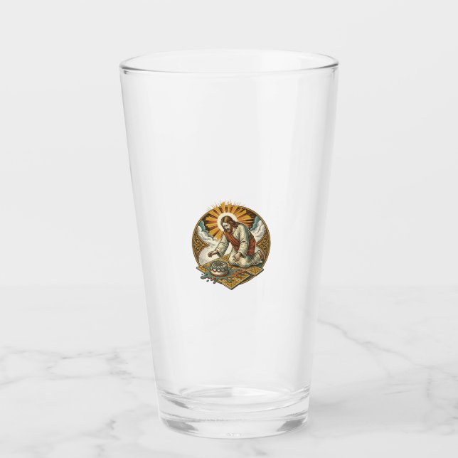Jesus Dropped Birthday Cake Face Down Kitchen Floo Glass (Front)