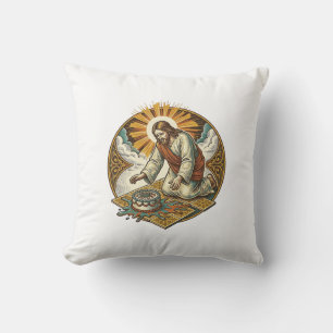 Jesus Dropped Birthday Cake Face Down Kitchen Floo Throw Pillow