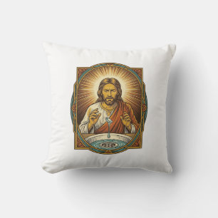 Jesus Dropped Contact Lens Bathroom Sink Drain Bli Throw Pillow