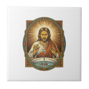 Jesus Dropped Contact Lens Bathroom Sink Drain Bli Tile