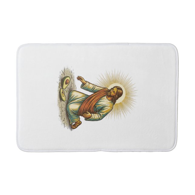 Jesus Dropped Fresh Sliced Avocado Floor Tragic Fo Bath Mat (Front)
