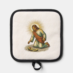Jesus Dropped Fresh Sliced Avocado Floor Tragic Fo Pot Holder