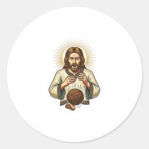 Jesus Dropped Heavy Medicine Ball Toe Pain Gym Hum Classic Round Sticker