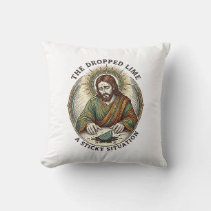 Jesus Dropped Lime Wedge Dirty Floor Tequila Party Throw Pillow