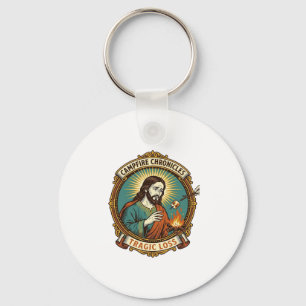 Jesus Dropped Marshmallow Campfire Party Fail Humo Keychain