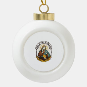 Jesus Dropped Perfect Pancake Flipping Missed Pan  Ceramic Ball Christmas Ornament