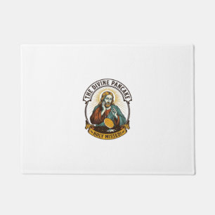 Jesus Dropped Perfect Pancake Flipping Missed Pan Doormat