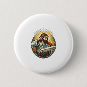Jesus Dropped Phone Face Flat Concrete Panic Scree 2 Inch Round Button