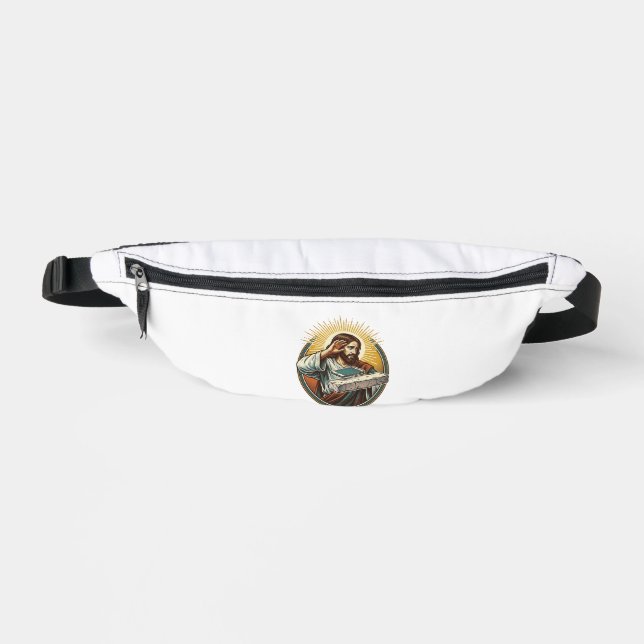 Jesus Dropped Phone Face Flat Concrete Panic Scree Fanny Pack (Front)