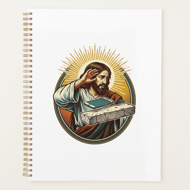 Jesus Dropped Phone Face Flat Concrete Panic Scree Planner (Front)