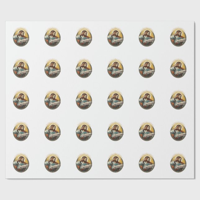 Jesus Dropped Phone Face Flat Concrete Panic Scree Wrapping Paper (Flat)