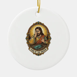 Jesus Dropped Phone Screen Down Dance Floor Club H Ceramic Ornament