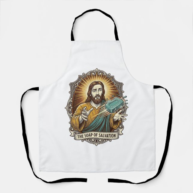 Jesus Dropped Slippery Soap Shower Clumsy Bathroom Apron (Front)