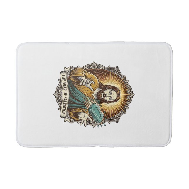 Jesus Dropped Slippery Soap Shower Clumsy Bathroom Bath Mat (Front)