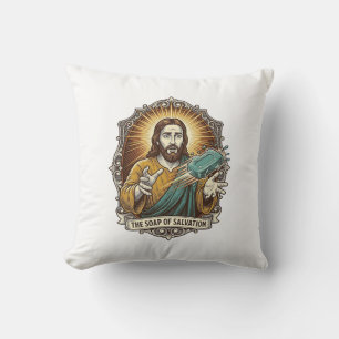 Jesus Dropped Slippery Soap Shower Clumsy Bathroom Throw Pillow