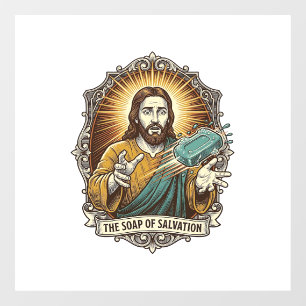 Jesus Dropped Slippery Soap Shower Clumsy Bathroom Window Cling