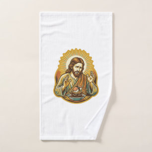 Jesus Dropped Sushi In Soy Sauce Splatter Food Hum Hand Towel