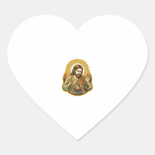 Jesus Dropped Sushi In Soy Sauce Splatter Food Hum Heart Sticker